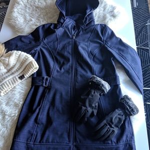 ☑️SOLDFree Country Dark Purple fleece lined coat